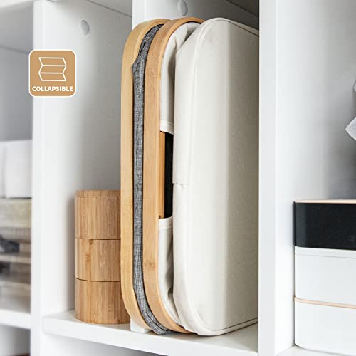 Naturoom 60L Bamboo Storage Basket | Laundry Hamper, Folding Bamboo Frame Fabric Shelf Basket, Large Cube Organizer Perfect For Bathroom, Clothes/Towels/Blankets/Toys Storage Bin - Image 5