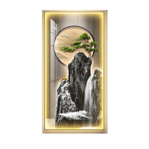 Image of YBNKKUXKN Rectangular LED Wall Art Decor Illuminated 3D Wall Painting with LED Lights for Living Room Hallway(Color7,50 * 100cm)