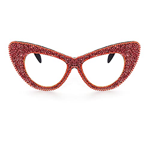 bullabulling Womens Blue Light Blocking Lens High End Designer Bling Bling Cat Eye Reading Glasses (red, 1.25)