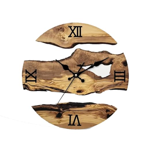 bnsggl Reloj de pared vintage de 30 cm con granos de madera con cristal templado transparente, reloj de pared para decoración de dormitorio y sala de estar