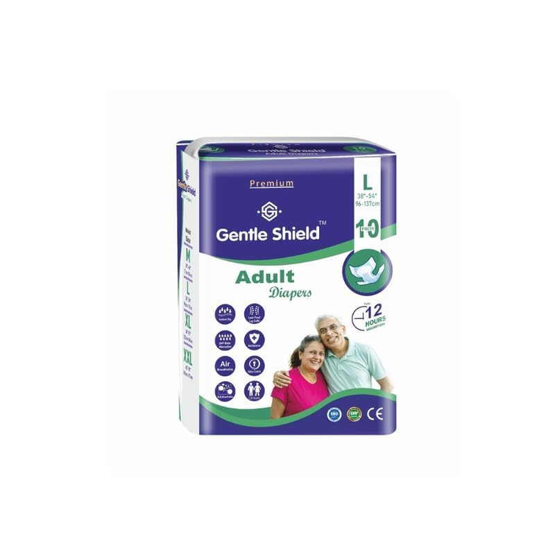 Gentle Shield ADULT taped Diaper | Large Size (L)|Waist (96-135cm|38”- 54”) |12 hr Absorption-Protection | Unisex with Wetness Indicator | Odour Control | 10 Units (B0D33L1LGP) Amazon Price History, Amazon Price Tracker
