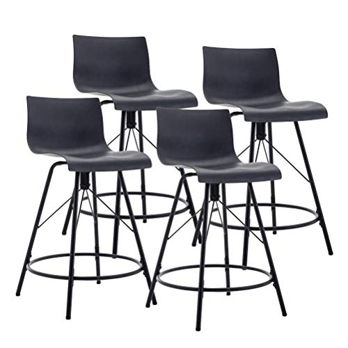 Awonde 24" Swivel Bar Stools With Backs Plastic Counter Height Stools Set Of 4 Metal Legs Black #TOP3