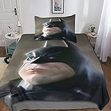 POCHY Batman 3D-Steppdecken-Set Für Jungen Und Mädchen Bettwäsche-Set Weich Leicht Mit Kissenbezüge Helden Bettbezug-Set 2-teilig Mit Reißverschluss Mikrofaser Single（135x200cm）