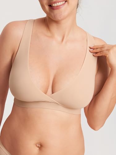 Image of MOMANDA Crossover Nursing Bras for Breastfeeding | Racerback maternity sleep bralettes, Wireless, Comfy, For women
