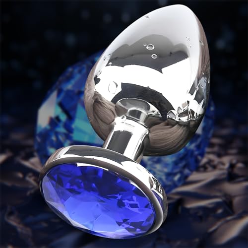 Image of Deluxe Metal Anal Plug, Graceful Waterdrop Contour with Lustrous Blue Gemstone Accent - Durable, Body-Safe & Aesthetically Pleasing for Elevated Intimate Experience