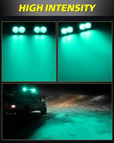 Image of Green LED Pods 3 inch 40W Diffused CREE LED Pod Lights | Green Hunting Fishing Light Pods Scene Chase Light Bars for Truck Pickup Tractor Trailer Van Boat UTV