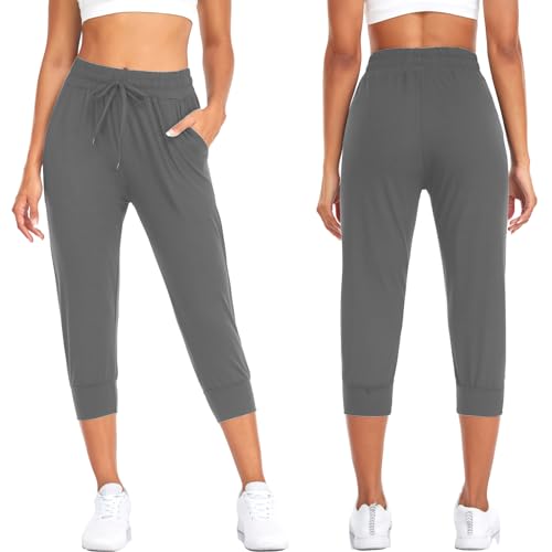 Image of NEW YOUNG Capri Leggings with Pockets for Women High Waisted Workout Leggings Tummy Control Yoga Pants