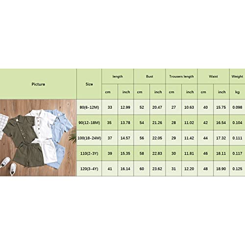 Hoanselay Baby Boy Cotton Linen Shorts Set Solid Color Short Sleeve Button Down T-Shirt Tops And Shorts Summer Outfit Clothes (White Shorts Set, 12-18 Months) #TOP6