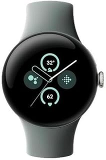 Google Pixel Watch 2 - Golden Champagne Aluminum Case - Sage Red Sports Bracelet - Wi-Fi