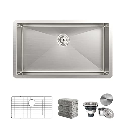 Kitchen Sinks 30X18 Inch Undermount Kitchen Sink 16 Gauge Single Bowl Stainless Steel Kitchen Sink With Accessories #TOP1