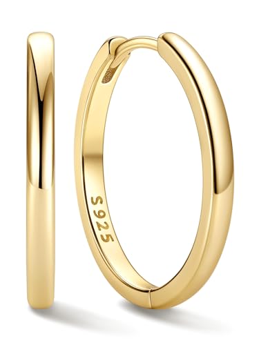Image of ChicSilver 925 Sterling Silver Huggie Hoop Earrings Small Hoop Earrings for Women Hypoallergenic Silver Huggie Earring Cartilage Earrings for Women (6 /8 /10 /12 /14 /16 /18 /20MM)