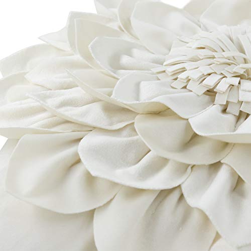 Oiseauvoler 3D Flower Decorative Throw Pillow Covers Floral Pillow Shams Soft Velvet Pillowcases Home Sofa Car Bed Room Decor 18 X 18 Inches Cream White #TOP3