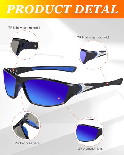Image of Frienda 6 Pack Polarized Sport Sunglasses for Men Multipack Fit over Glasses Pack Lot Set Men's Sport Fishing Eyeglasses