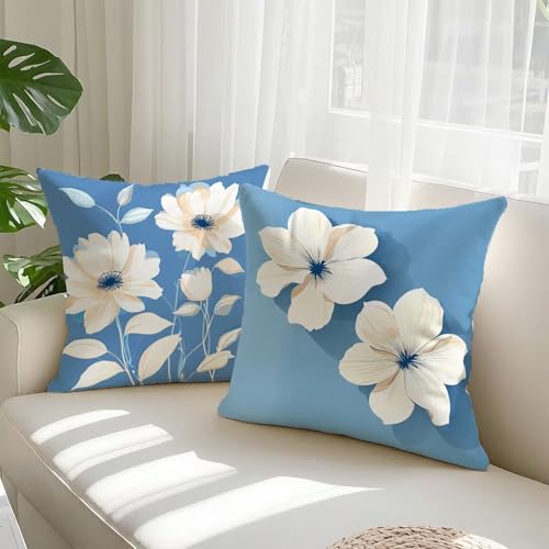 Housse coussin 60x60 vintage bleu en velours chic avec zip invisible