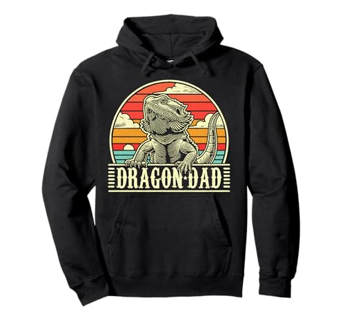 Dragón Barbudo Papá Retro Puesta Del Sol Pogona Lagarto Fresco Vintage Sudadera con Capucha