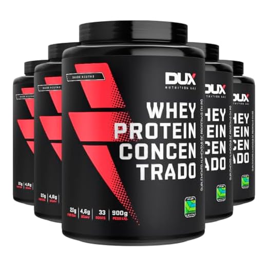 Kit 5 Whey Protein Concentrado Dux Sabor Neutro 900g