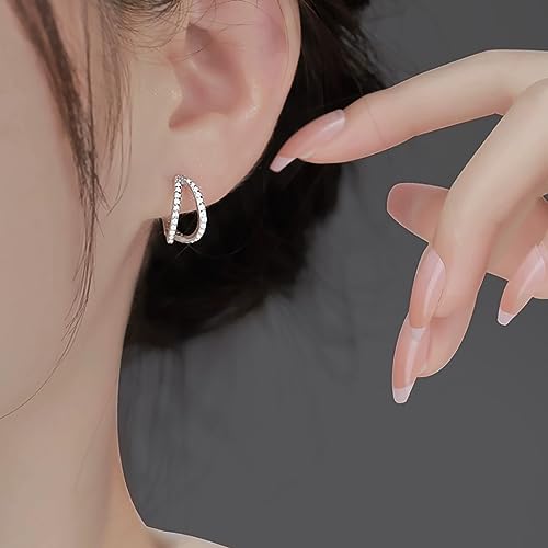 SLUYNZ Solid 925 Sterling Silver Chunky Hoop Earrings for Women Teens Shiny CZ Hoop Earrings Huggie Studs2