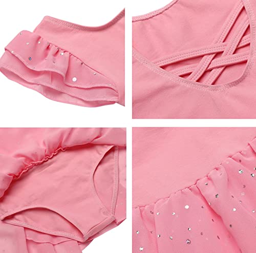 Image of Arshiner Girls Ruffle Sleeve Ballet Dance Dress Tutu Skirted Leotard
