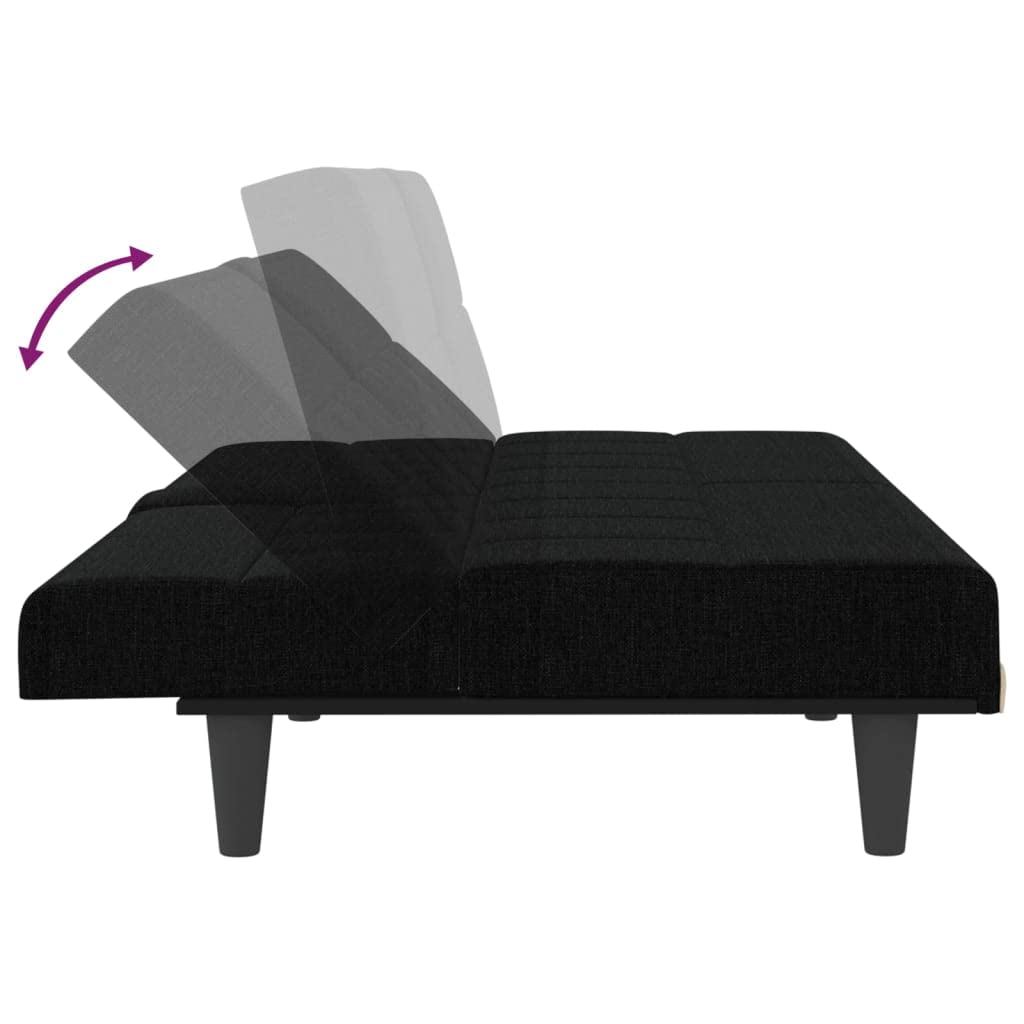 sofás de Dos plazas,Sofa 120 cm,Sofa Cama Dos plazas,Sofá Cama con portavasos Tela negroAdecuado para salón, Dormitorio