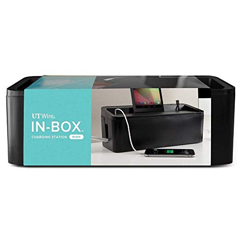 UT Wire UTW-BXSM-BK Desktop Mobile Charging Station & Power Strip Box, Black