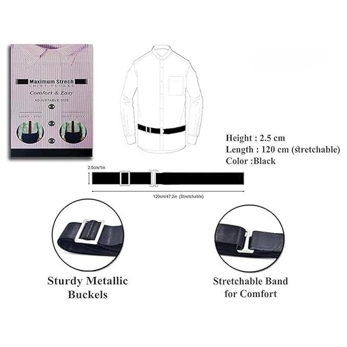 Buy cevcron Shirt Stays Elastic Adjustable Tucker Belt For Men Women,Shirt Tucker belt strap Maximum Strech,Elastic Strecheable Belt, (unisex | black) at Amazon.in - Image 6