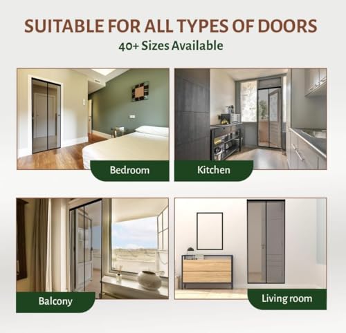 Image of Magnetic Mosquito Net for Door 210x90 cm Black | Hands Free Auto Close Mesh Curtain | 36 Magnet Fly Screen Door | Washable Polyester Insect Protection Net