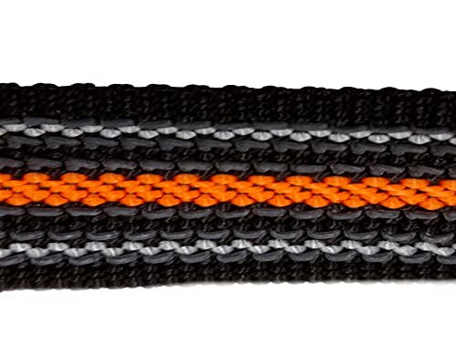Schleppleine gummiert MIT RUCKDÄMPFER 1m - 30m / 20mm breit/für mittlere und große Hunde MIT/OHNE Handschlaufe (8m MIT Handschlaufe, Schwarz-Ornage gummiert)