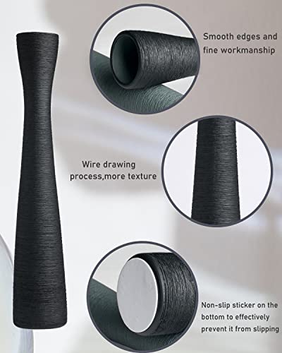 Black Ceramic Flower Vase 16.5 Inch Tall Slender Flower Vases - Image 3