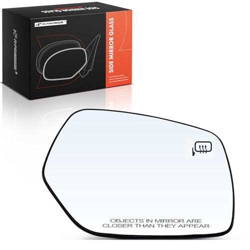 A-Premium Right Passenger Side Heated Mirror Glass with Backing Plate - Compatible with Subaru Impreza, XV Crosstrek, WRX, WRX STI, 2015 - Exterior Side View Convex Mirror