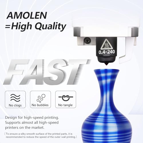 AMOLEN Silk PLA 3D Printer Filament Bundle, Multicolor Rainbow PLA 1.75mm, Shiny Fast Color Change PLA Irregular Stripes 3D Printing Filament for Most FDM 3D Printer, 200g X 4 Spools