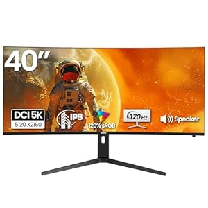 Gawfolk 40 Zoll Curved Gaming Monitor, 2500R 5K UltraWide PC Bildschirm 120Hz 5120×2160P, Curved Computerbildschirm mit FreeSync und Pip/PBP, DP, HDMI