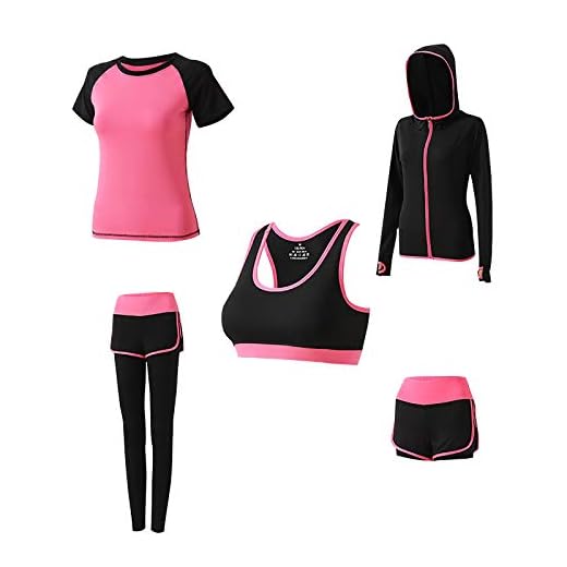Damer yogakläder kostym set om 5 sportkostymer joggingdräkt gym fitness kläder löpkläder sportkläder sport yoga outfit kvinnor bh leggings set, träningsoverall löpkläder gym fitness kläder