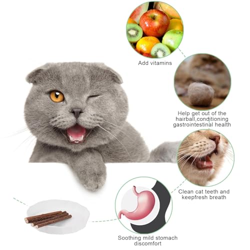 Adiwo Katzenminze Sticks,32 Stück Matatabi Katzensticks Katzenminzen Spielzeug Matatabi Stick Katzen Sticks Katzenminze Zähne Reinigung Dental Katzenspielzeug für Katzen Zahnpflege 6-8mm