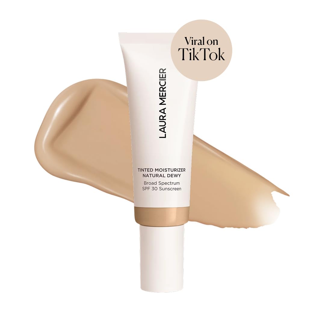Laura Mercier Tinted Moisturizer Natural Dewy with SPF 30: 24HR+ Hydration, Long Lasting, Sheer to Light, Buildable Coverage, Dewy Finish, Improve Skin Tone and Texture, Skin Tint - Image 2