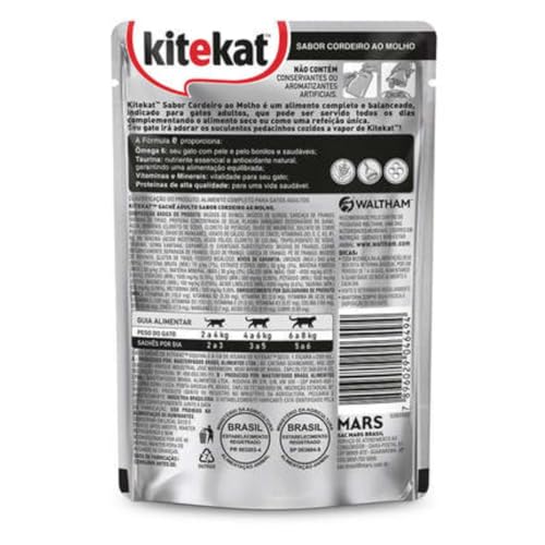Kit 5 Sachê Kitekat Cordeiro ao Molho para Gatos Adultos 70g