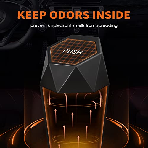 Hotor Car Trash Can 2 Pack With 30 Trash Bags - Mini Essential Car Accessories For Interior, Leakproof Car Garbage Can, Multipurpose Car Organizers And Storage For Car, Home, Office-Black #TOP3