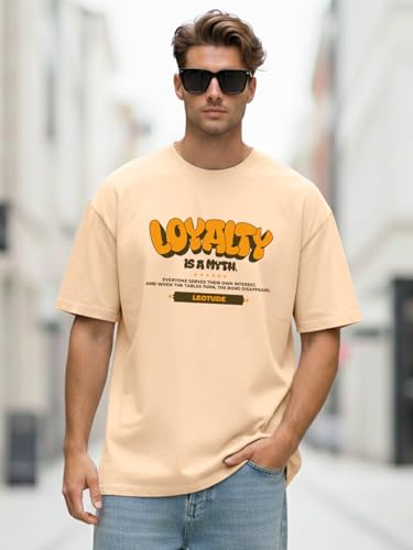 Image of LEOTUDE Men Oversized Half Sleeve Round Neck Tshirt for Men's (Color :