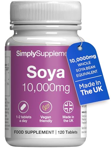 SOYA 10,000mg | Supports Hormonal Balance with Vitamin B6 | Potent Daily Formula | Vegan and Vegetarian Friendly | 120 Tablets = 2 Months' Supply | Manufactured in The UK