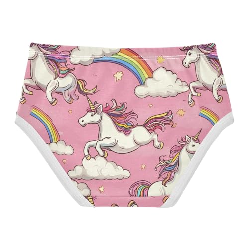Wusikd Cute Unicorns Girls' Underwear Cotton Rainbows Pink Girls Briefs Soft Toddler Underwears 2T2