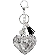 Bellisia Crystal Heart Keychain Tassel Love Rhinestone Keyring Bling Key Chain Ring for Women Gir...