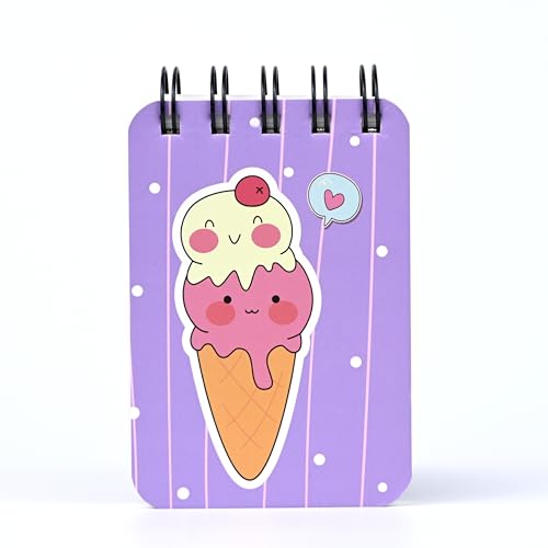 Image of Spiral Pocket Notebook (7.5 x 11 cm) | Cute Mini Notepad | Small Handy Notebook for School, Office & Personal Notes (Cone)