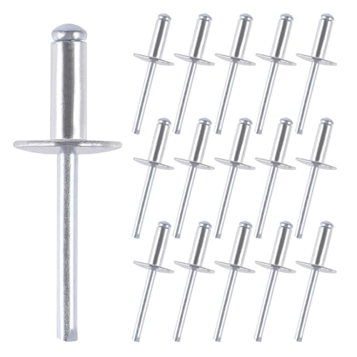 150 remaches ciegos, 4,8 x 20 mm, remaches de aluminio, remaches ciegos con brida grande, mandril de acero para metal, plástico, madera