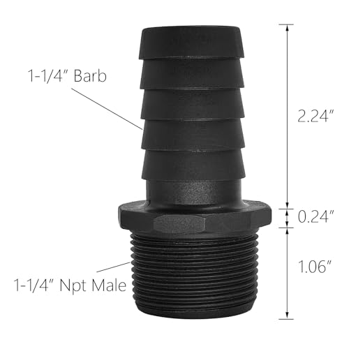 5 pcs 1-1/4" Barb x 1-1/4" NPT Male Connector, Plastic Hose Barb Fitting by ALKARAMA - Image 2