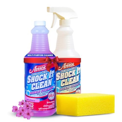 Professor Amos Shock It Clean MultiPurpose Cleaner Double Strength Concentrate All Purpose Carpet, Jewelry, Upholstery, Leather, Stain Remover & Floor Cleaner (Spring Breeze 32 Oz)