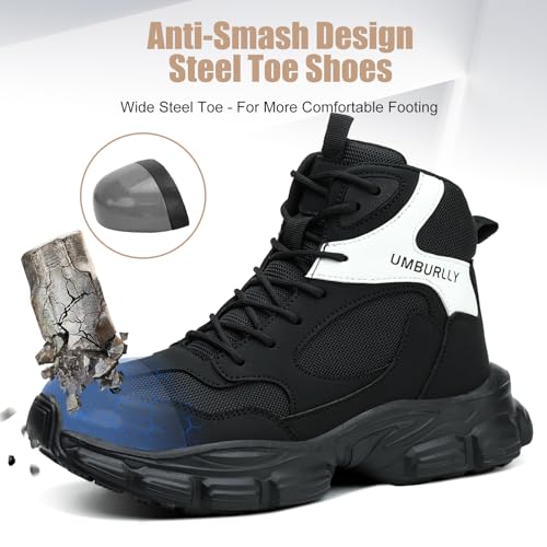 Image of Hogent Steel Toe Shoes for Women Men Wide Non Slip Composite Work Sneakers Indestructible Comfortable Safety Tennis Shoes Lightweight Breathable Construction Sneakers Puncture Proof Ergonomic Design