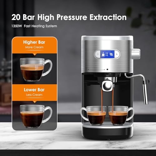 COWSAR Commercial Espresso Machine 20 Bar, Compact Espresso Maker with Milk Frother Steam Wand, Expresso Coffee Machines with 45 OZ Removable Water Tank for Cappuccino, Latte, Home by COWSAR - Used condition - Image 2