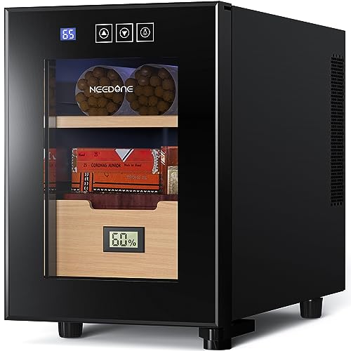 Needone Humidor 16L With Cooling And Heating Temperature Control System, Electric Cooler For 100 Counts With Digital Hygrometer, Made With Spanish Cedar Wood, Gift For Men, 2 Layers #TOP5