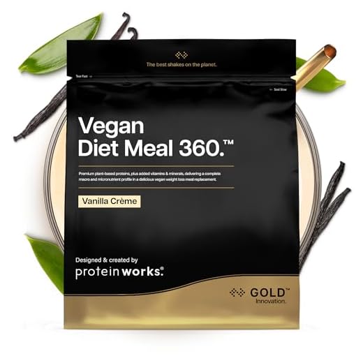 Protein Works | Vegan Diet Meal 360 – GOLD Innovation, veganer Protein-Mahlzeitenersatz-Shake, unterstützt gesundes Abnehmen, zuckerarm & ballaststoffreich, Vanillecreme, 14 Mahlzeiten, 1kg