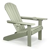VonHaus Sage Green Adirondack Chair - Outdoor Fire Pit Chair for Garden, Terrace, Patio & Balcony - Water Resistant HDPE Slatted Style Firepit Chair & Garden Chair with Wide Armrests & Sloped Back