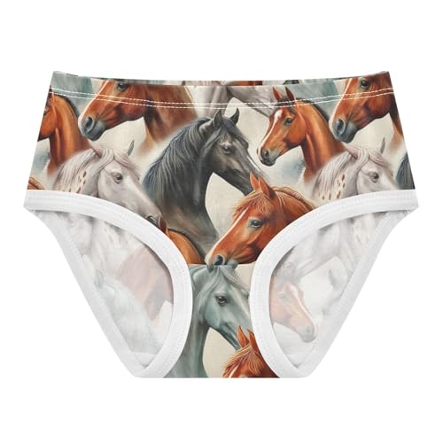 Joisal Vivid Horse Heads Brown Girls Underwear Toddler 2t Cotton Little Girl Panties Aesthetic Kids Undies Briefs - Main Image
